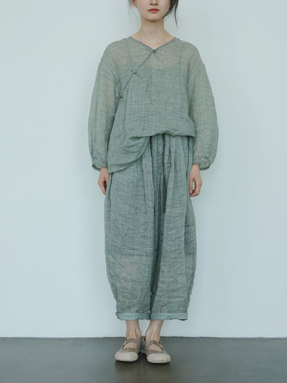 3色展開◇レースパイピングが良いアクセントに◇ラミープオリエンタルシャツ◇