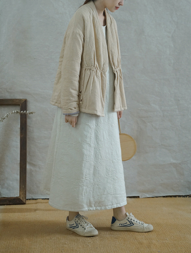 ◇ジャガードコットン中綿ノーカラージャケット◇