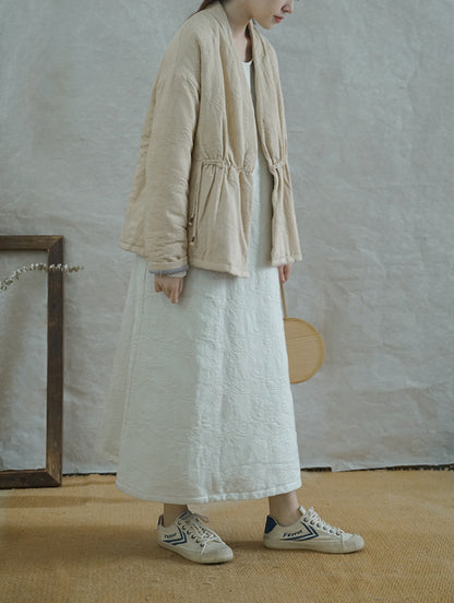 ◇ジャガードコットン中綿ノーカラージャケット◇