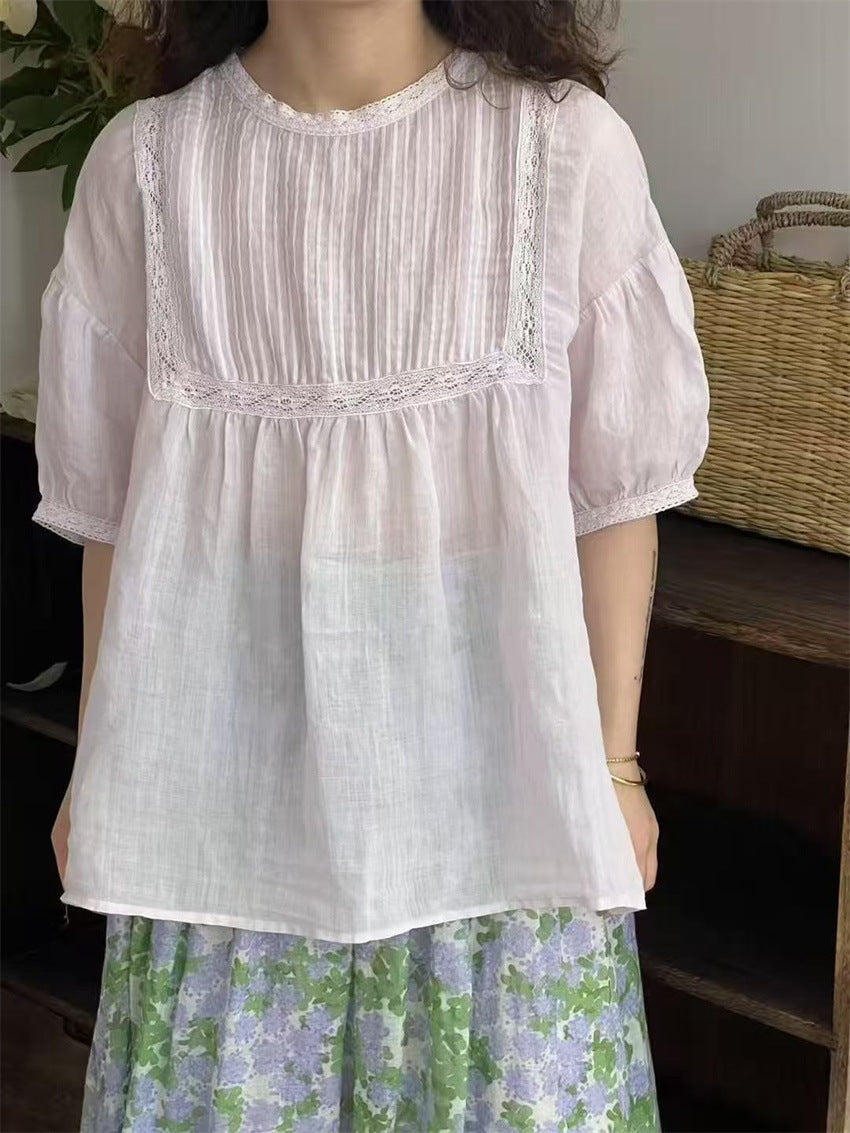 4色展開◇苧麻ラミー ピンタックシャツ◇