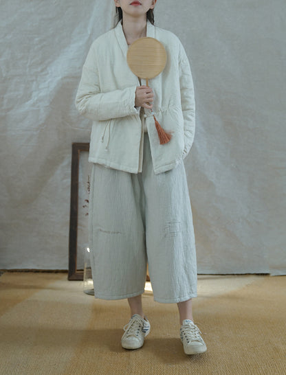 ◇ジャガードコットン中綿ノーカラージャケット◇