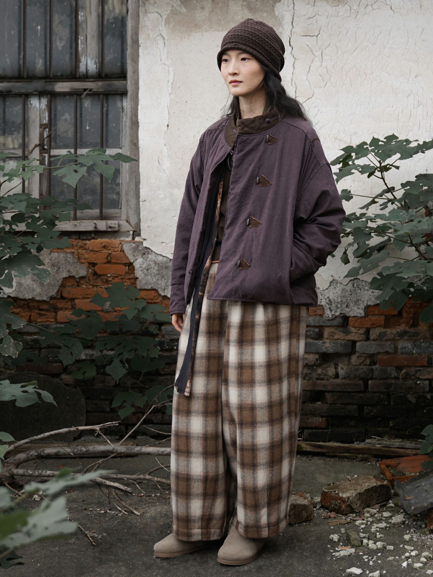 ２色展開◇軽量  暖か ドロップショルダー スタンドカラー 中綿ジャケット◇