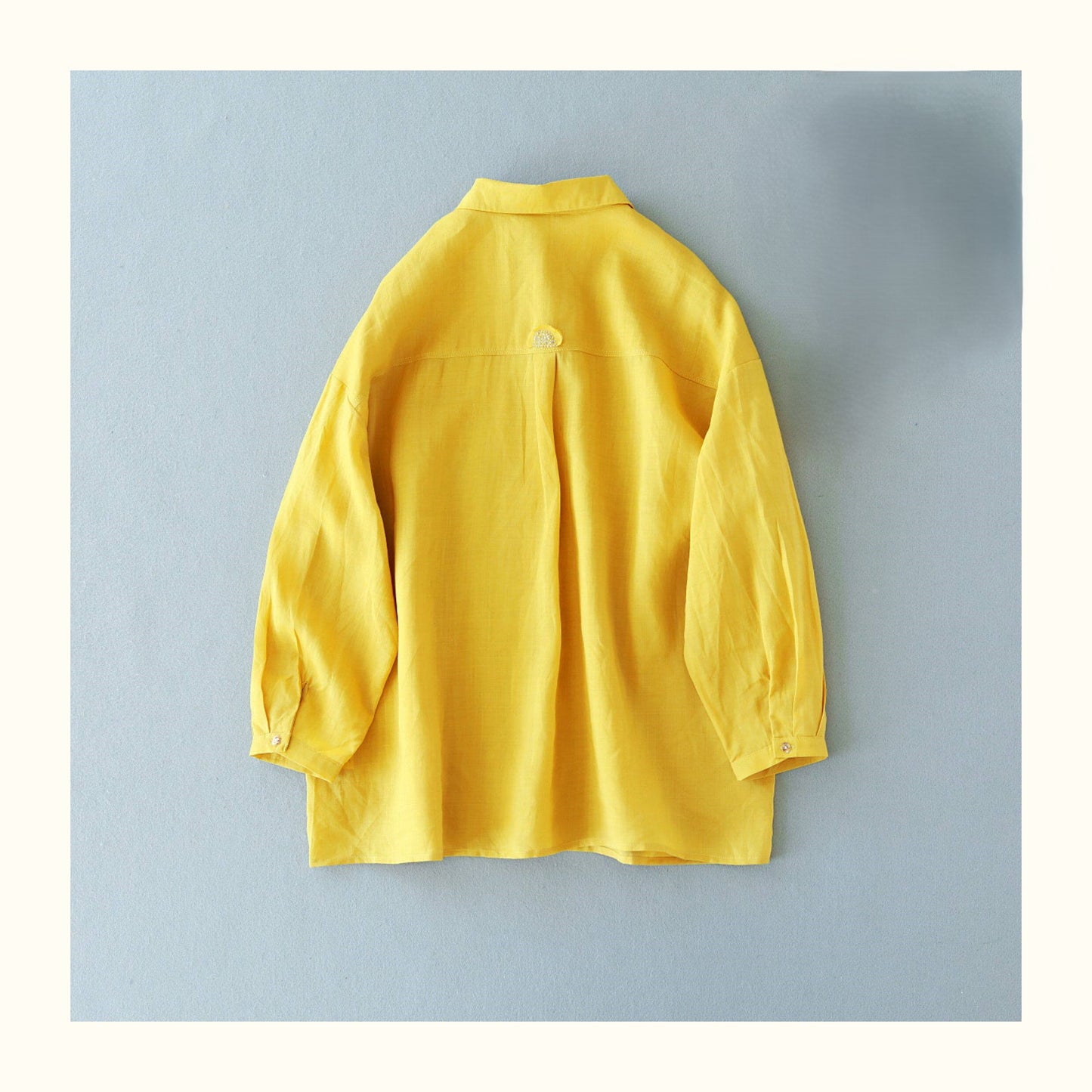 6色展開◇ゆったりシルエット◇ラミー ドロップショルダー 9分丈シャツ ブラウス ◇