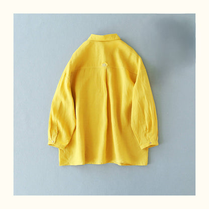 6色展開◇ゆったりシルエット◇ラミー ドロップショルダー 9分丈シャツ ブラウス ◇