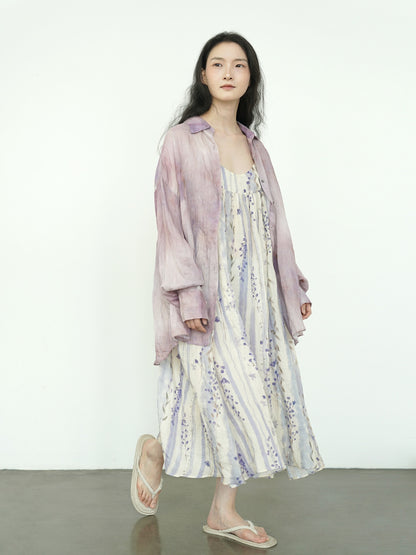 ◇水彩プリントラミー ギャザーキャミソールワンピース◇
