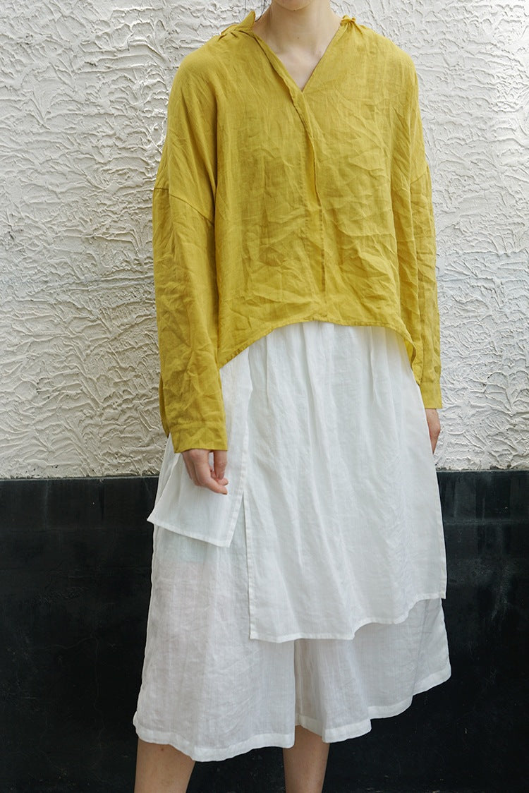 ◇ドロップショルダー ラミースキッパーシャツ◇ イエロー