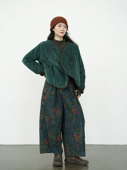 ２色展開◇コットン コーデュロイ中綿 ドロップショルダー オリエンタル ジャケット◇