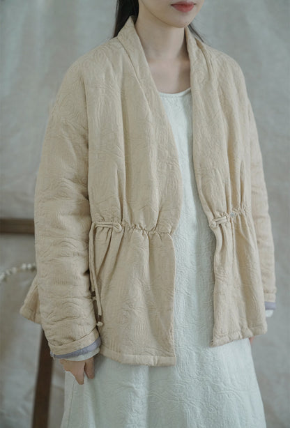 ◇ジャガードコットン中綿ノーカラージャケット◇