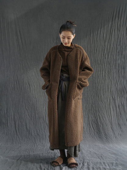 ２色展開◇ドロップショルダーゆったりシルエットボアコート◇