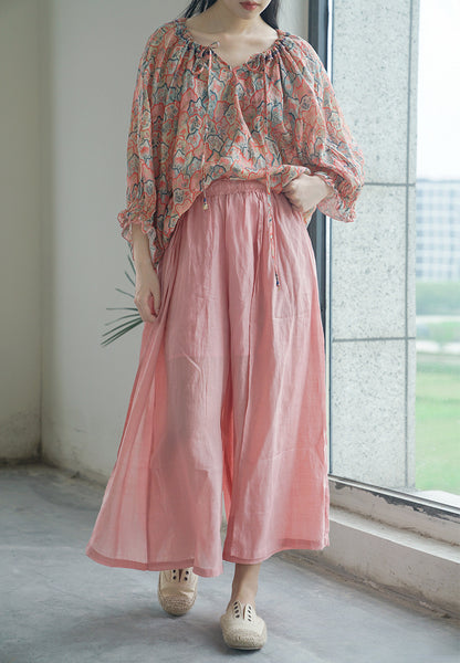 △薄手生地で夏場にピッタリ▽ラミー 8分丈ブラウス シャツ△