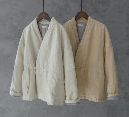 ◇ジャガードコットン中綿ノーカラージャケット◇