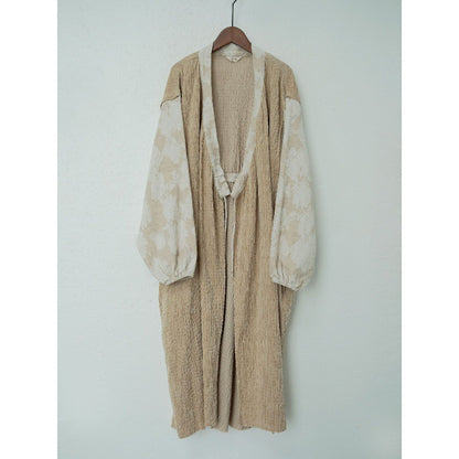 2色展開◆独特のコーデュロイ地×ジャガード地のコンビネーションが絶妙◆切り替えデザイン羽織コート◆アイボリー
