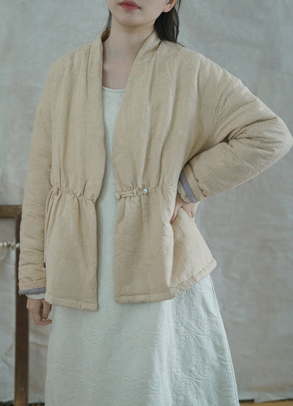 ◇ジャガードコットン中綿ノーカラージャケット◇