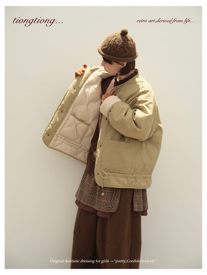 ✩ばっちり防寒✩ゆったり リバーシブル コットン ダウンジャケット✩