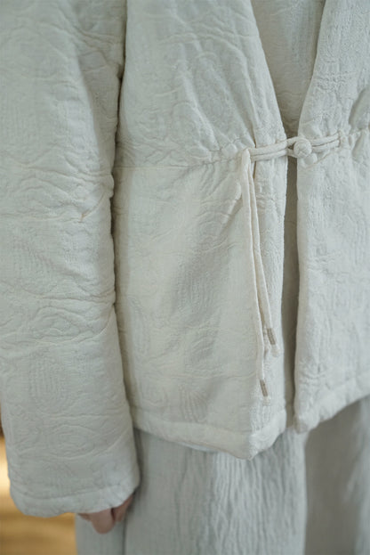 ◇ジャガードコットン中綿ノーカラージャケット◇