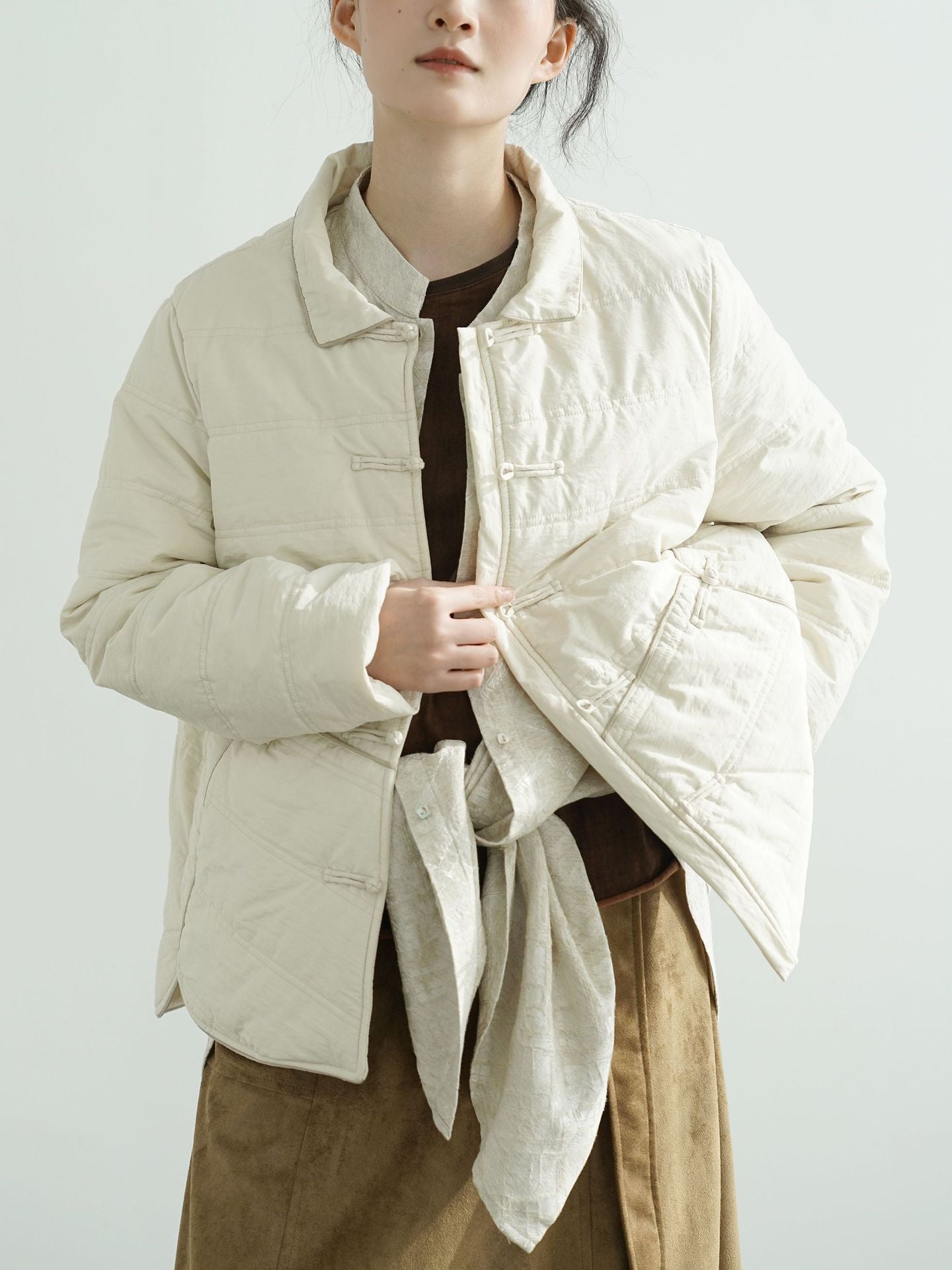 ２色展開◇軽量  暖か コットン スタンドカラー 中綿ジャケット◇