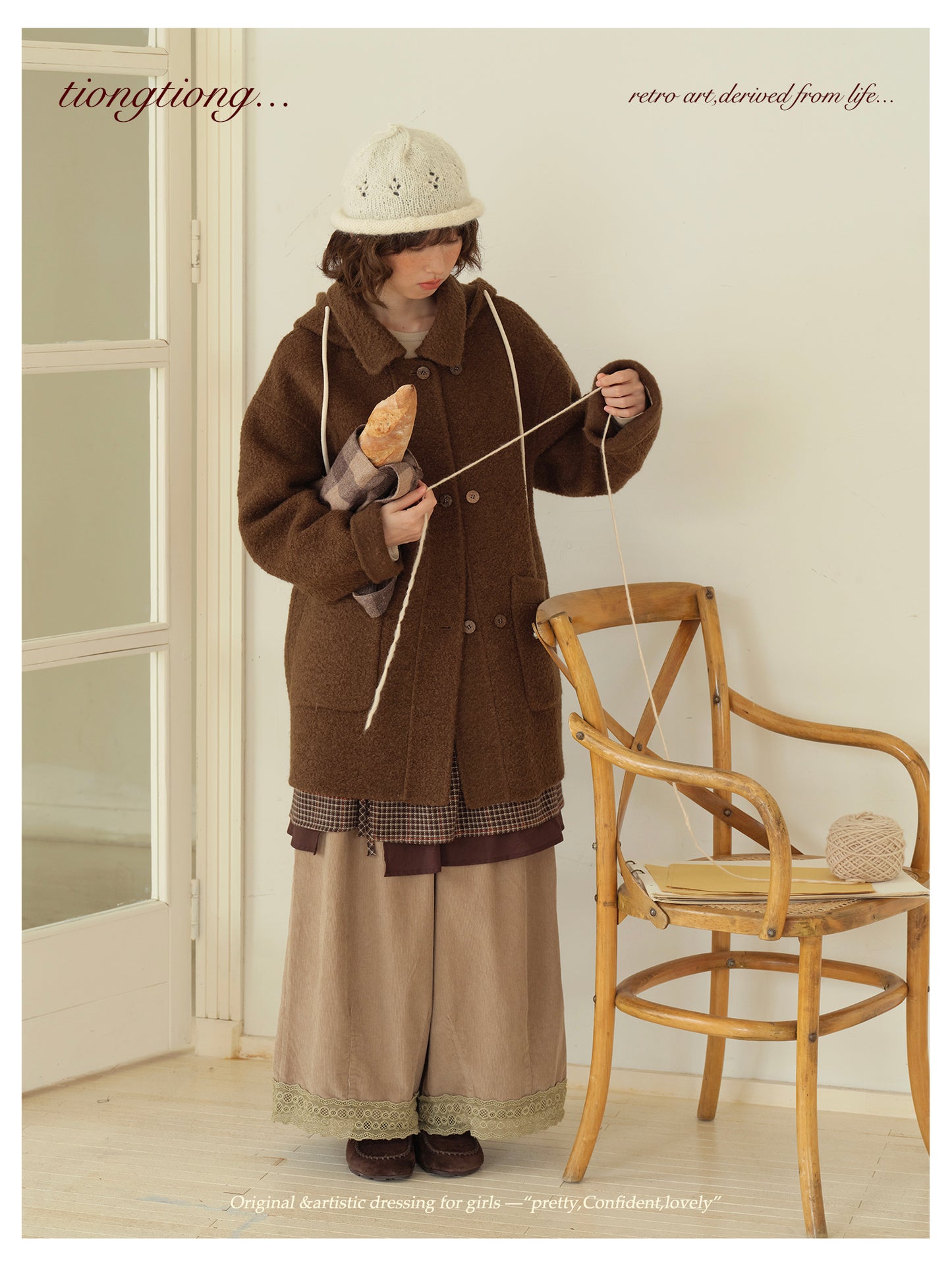 ２色展開◇ダブルフェイスウールで暖かドロップショルダーゆったり ショートコート◇