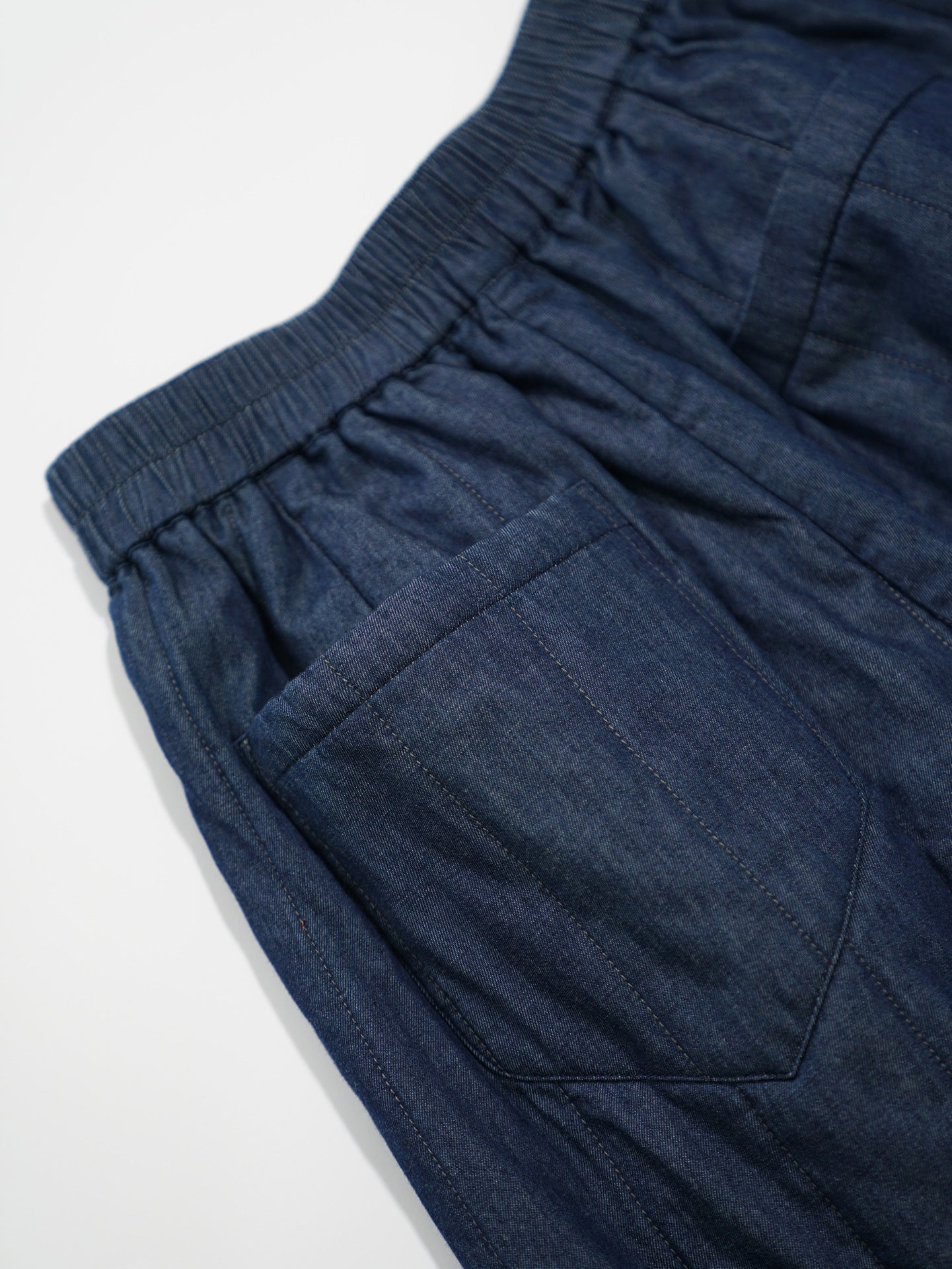 ◇程良いワイドシルエット◇9部丈  デニム中綿イージーパンツ◇
