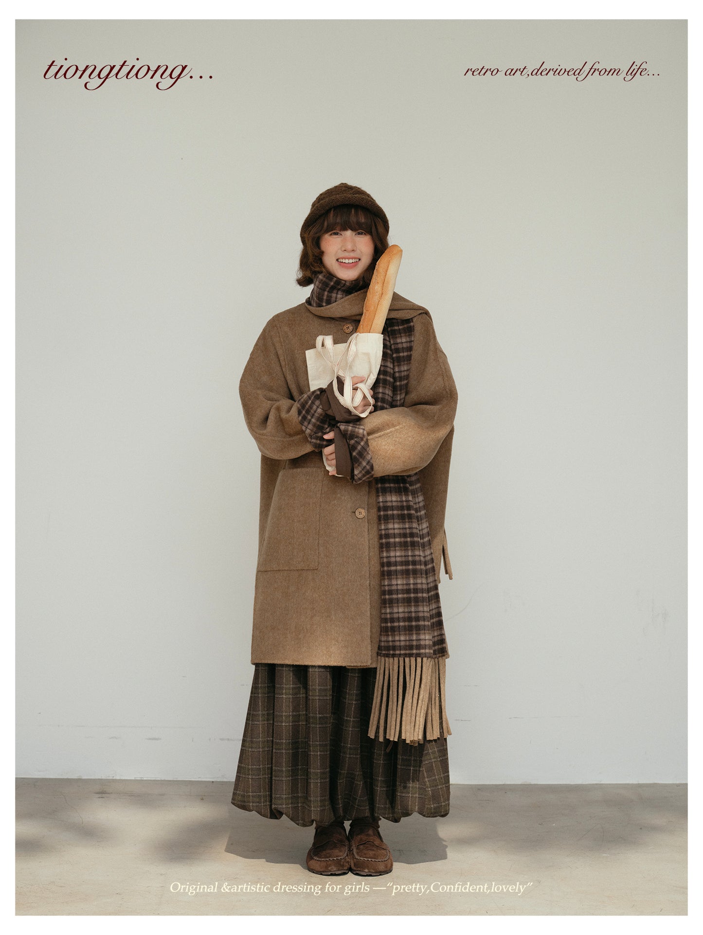 △リバーシブル ダブルフェイスウールで暖か ゆったり  ノーカラーコート△