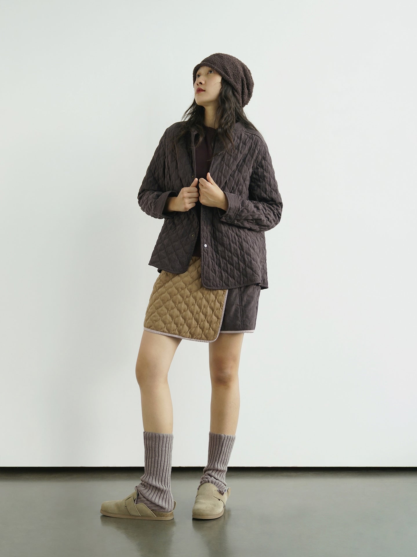 6色展開△中綿バンドカラーシャツ△