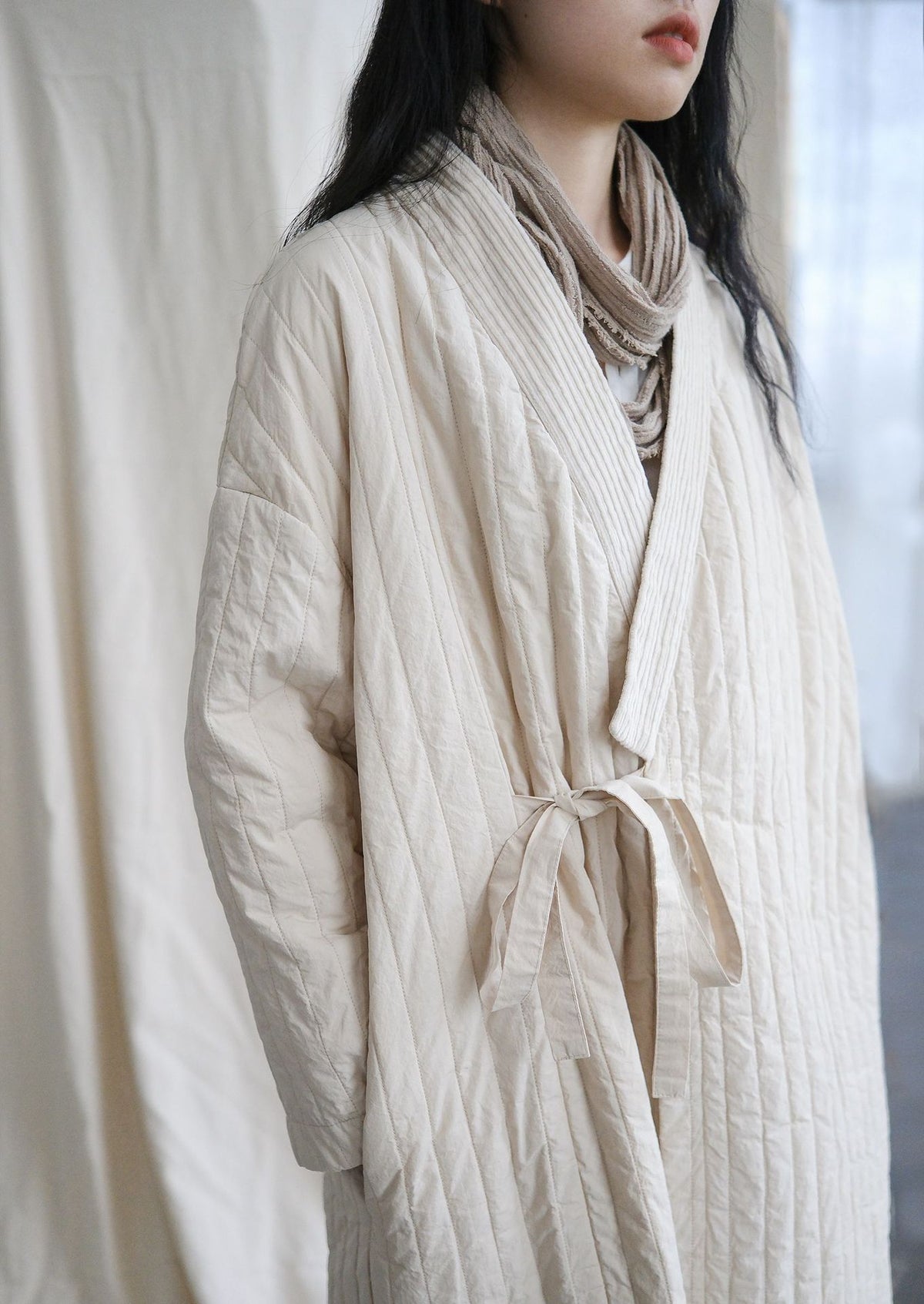 ◇コットン中綿  ドロップショルダー ロングコート◇
