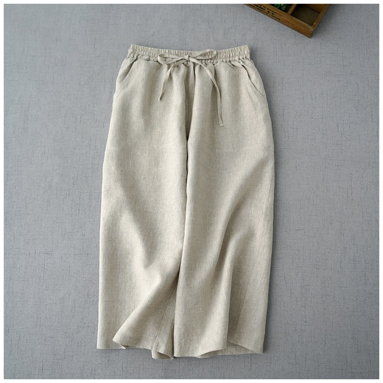 ◇4色展開◇リネン 7分丈 ゆったりシルエット イージーパンツ◇L/XLサイズ