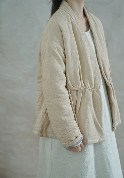 ◇ジャガードコットン中綿ノーカラージャケット◇