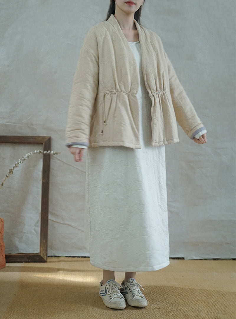 ◇ジャガードコットン中綿ノーカラージャケット◇