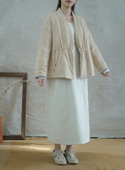 ◇ジャガードコットン中綿ノーカラージャケット◇