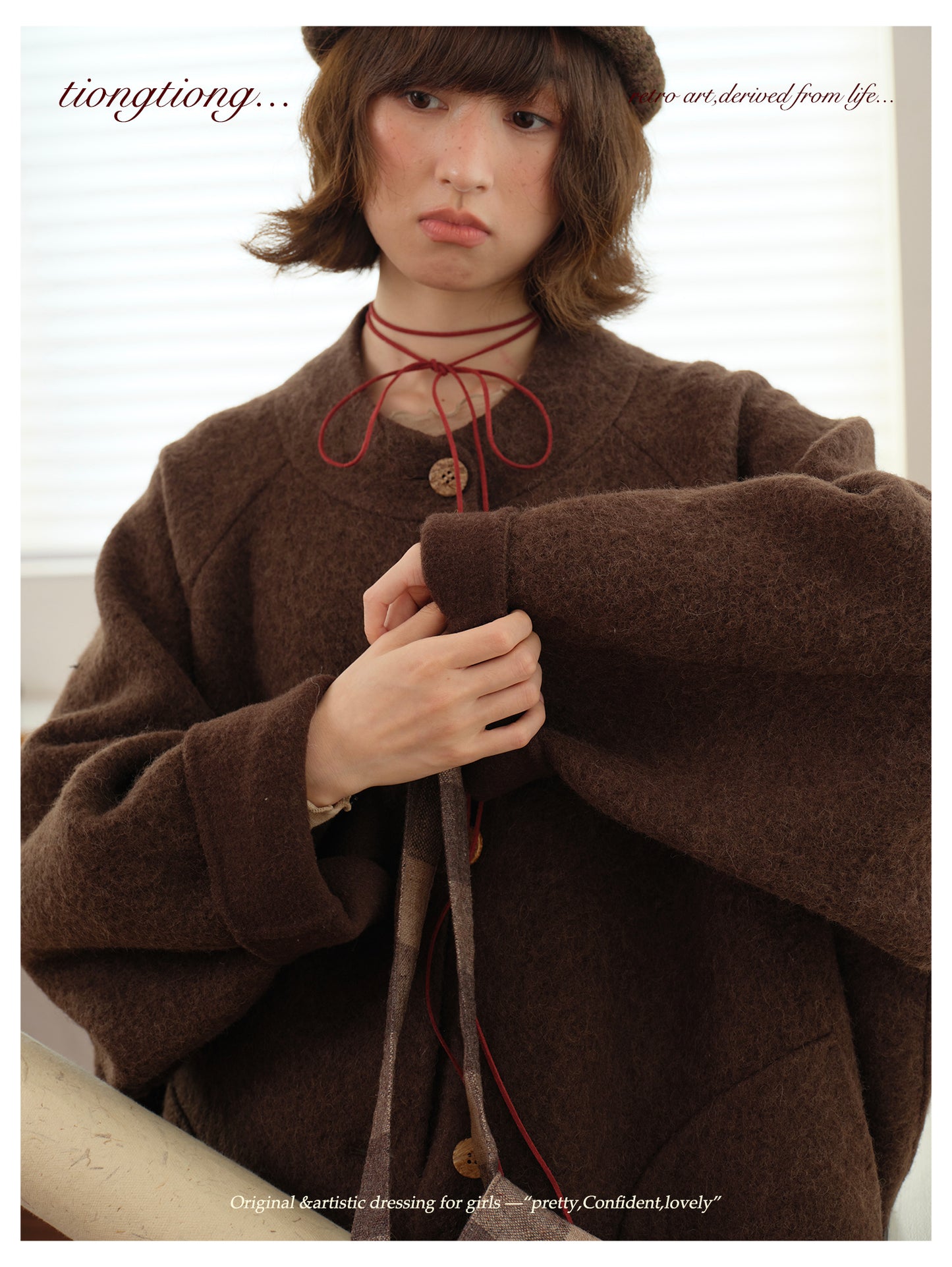 ◇ダブルフェイスウールで暖か ラグランスリーブゆったり コート◇