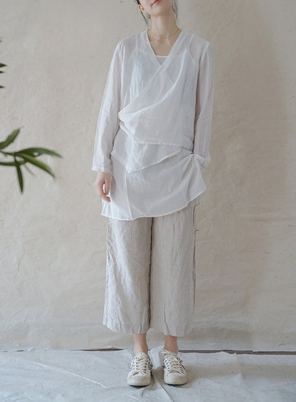 ◇ハイカウントラミー ショートカシュクールシャツ◇