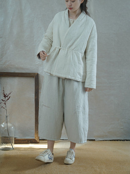 ◇ジャガードコットン中綿ノーカラージャケット◇