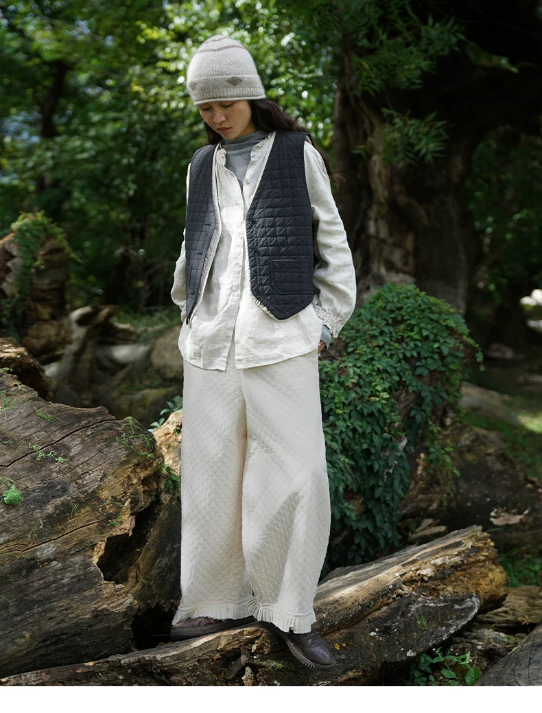 2色展開◇軽量暖か◎コットン中綿入りキルティングベスト◇