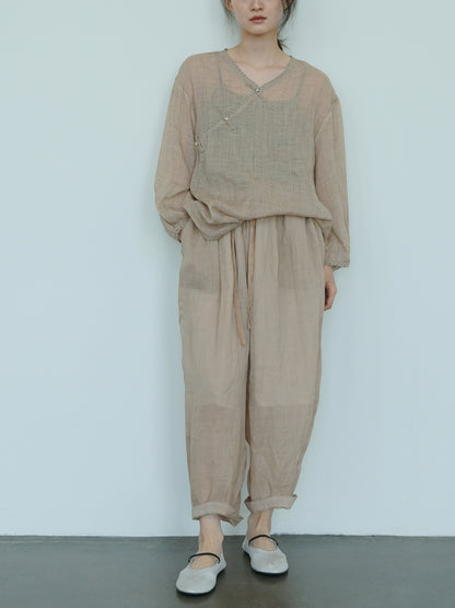 3色展開◇レースパイピングが良いアクセントに◇ラミープオリエンタルシャツ◇