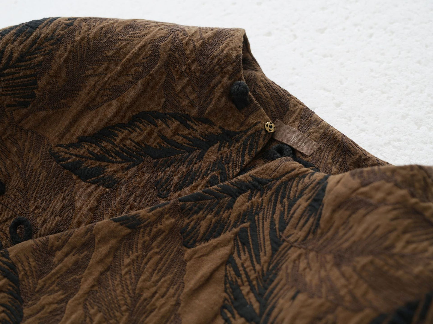 ◇リーフ柄の織柄が美しい◇中綿 ドロップショルダー オリエンタル ジャケット◇