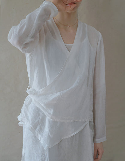 ◇ハイカウントラミー ショートカシュクールシャツ◇