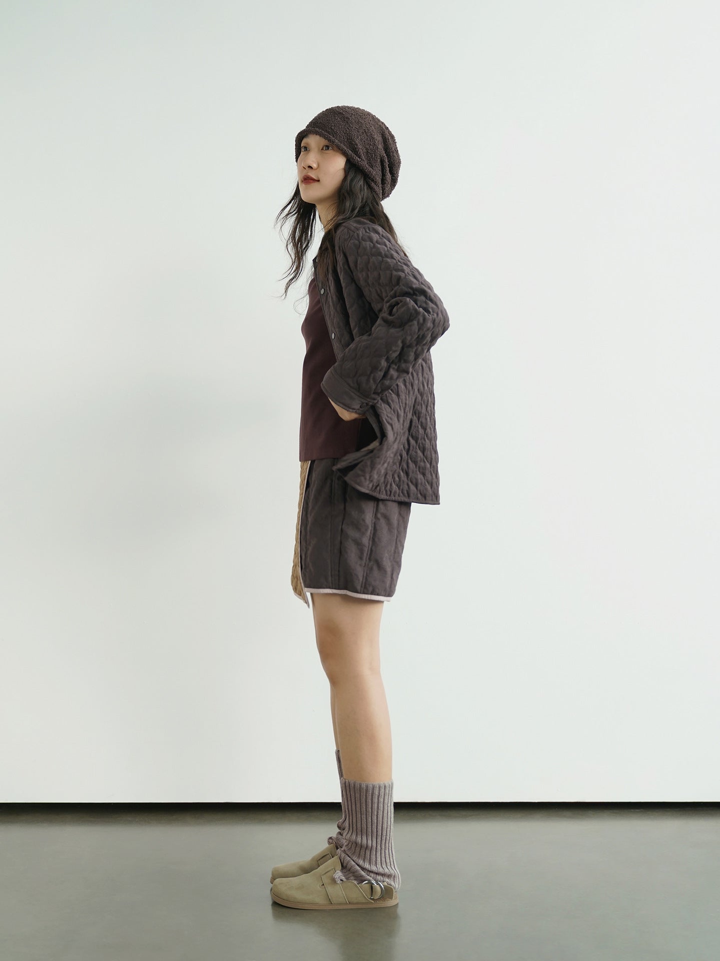 6色展開△中綿バンドカラーシャツ△