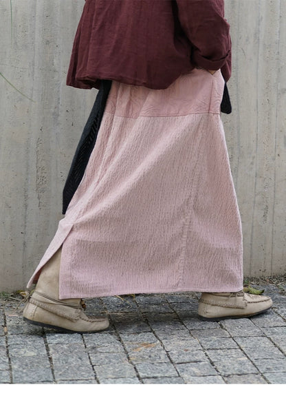 4色展開◇独特のコーデュロイ地×ジャガード地のコンビネーションが絶妙◇切り替えデザイン イージースカート◇