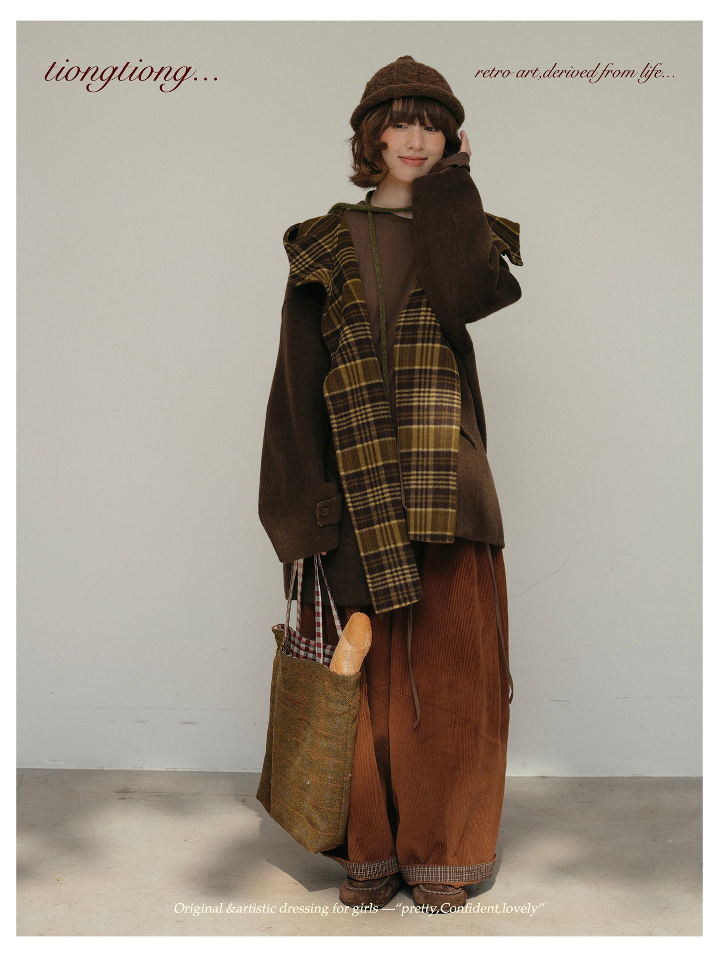 ２色展開◇ダブルフェイスウール×ヤク×シルクで暖かドロップショルダーゆったり フーディーコート◇