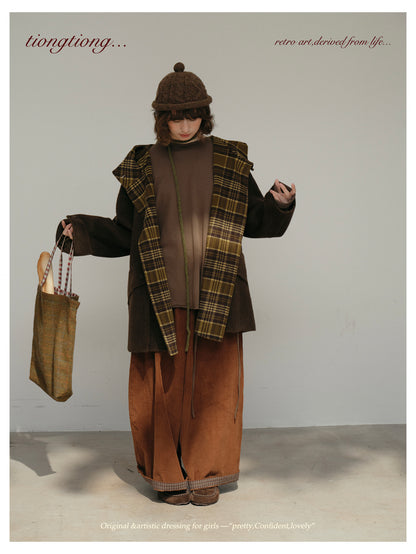 ２色展開◇ダブルフェイスウール×ヤク×シルクで暖かドロップショルダーゆったり フーディーコート◇