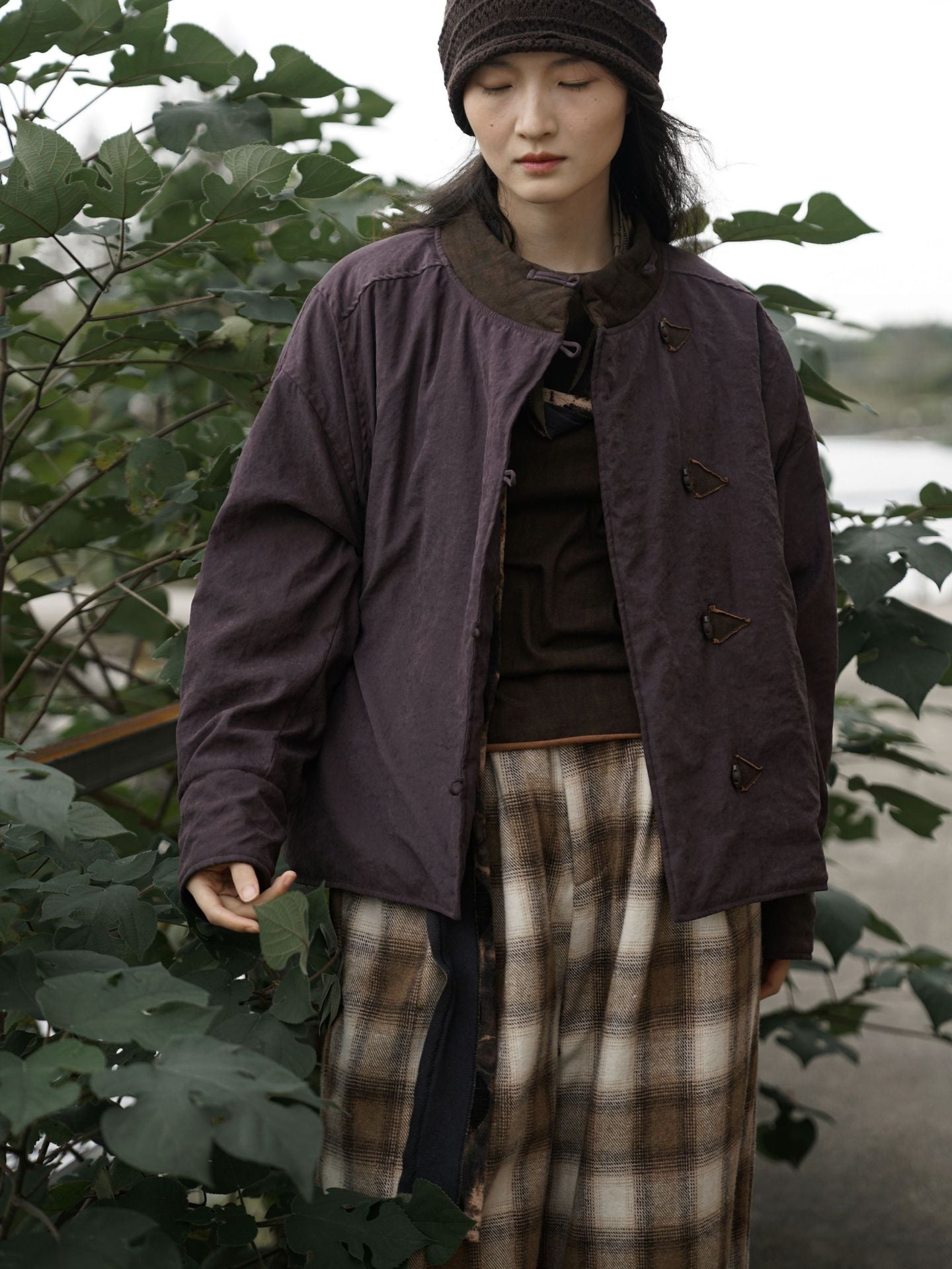 ２色展開◇軽量  暖か ドロップショルダー スタンドカラー 中綿ジャケット◇