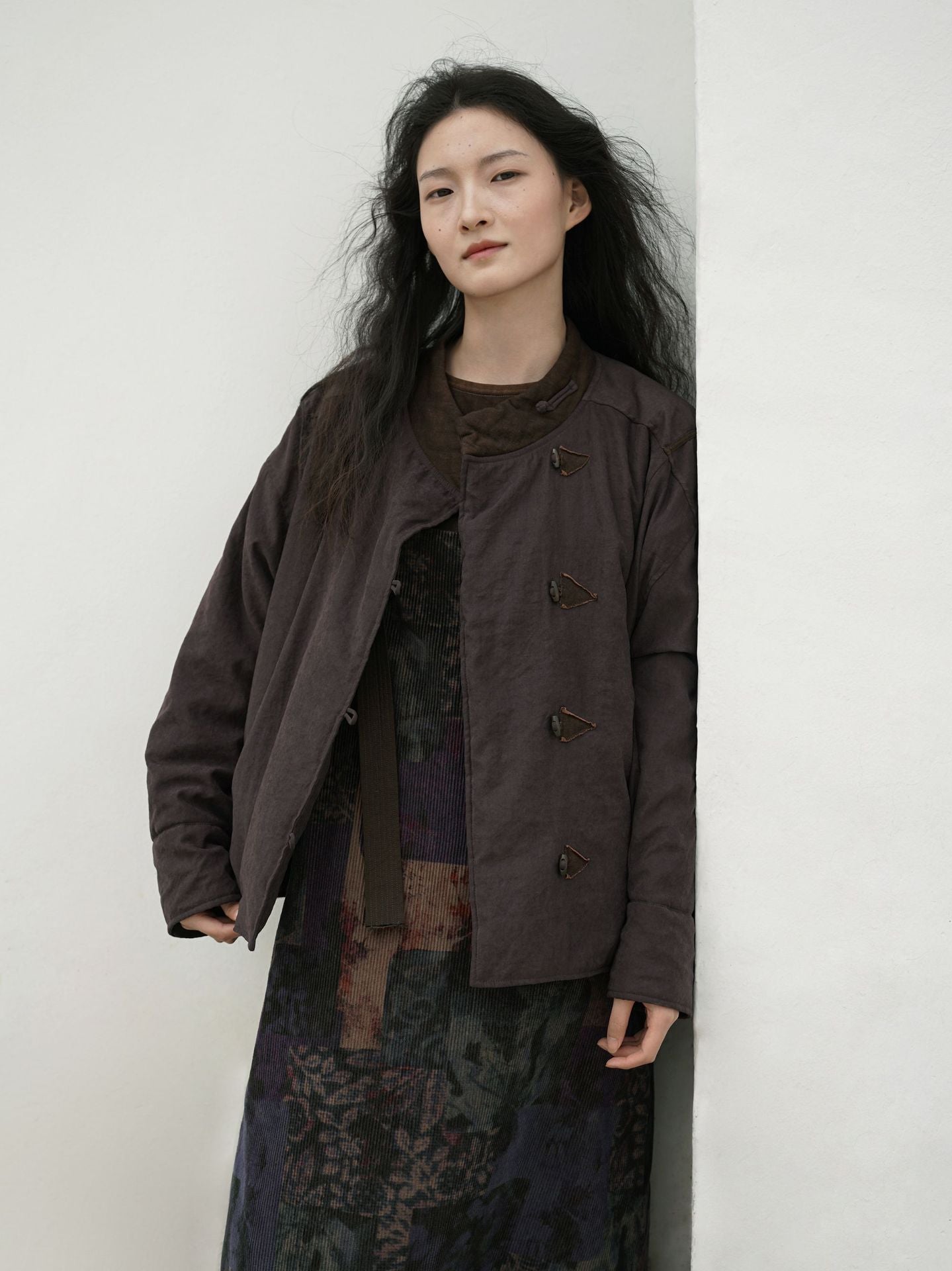 ２色展開◇軽量  暖か ドロップショルダー スタンドカラー 中綿ジャケット◇