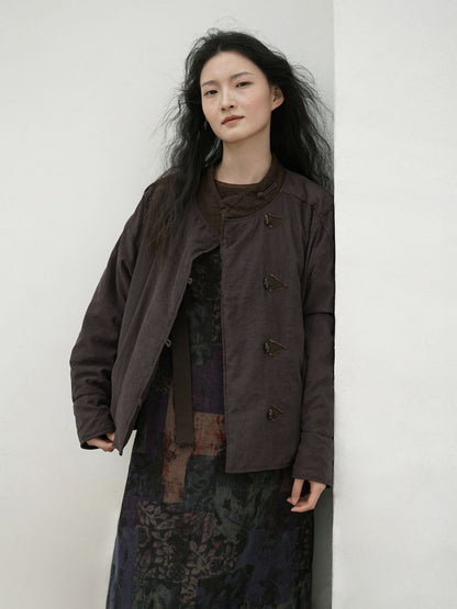 ２色展開◇軽量  暖か ドロップショルダー スタンドカラー 中綿ジャケット◇