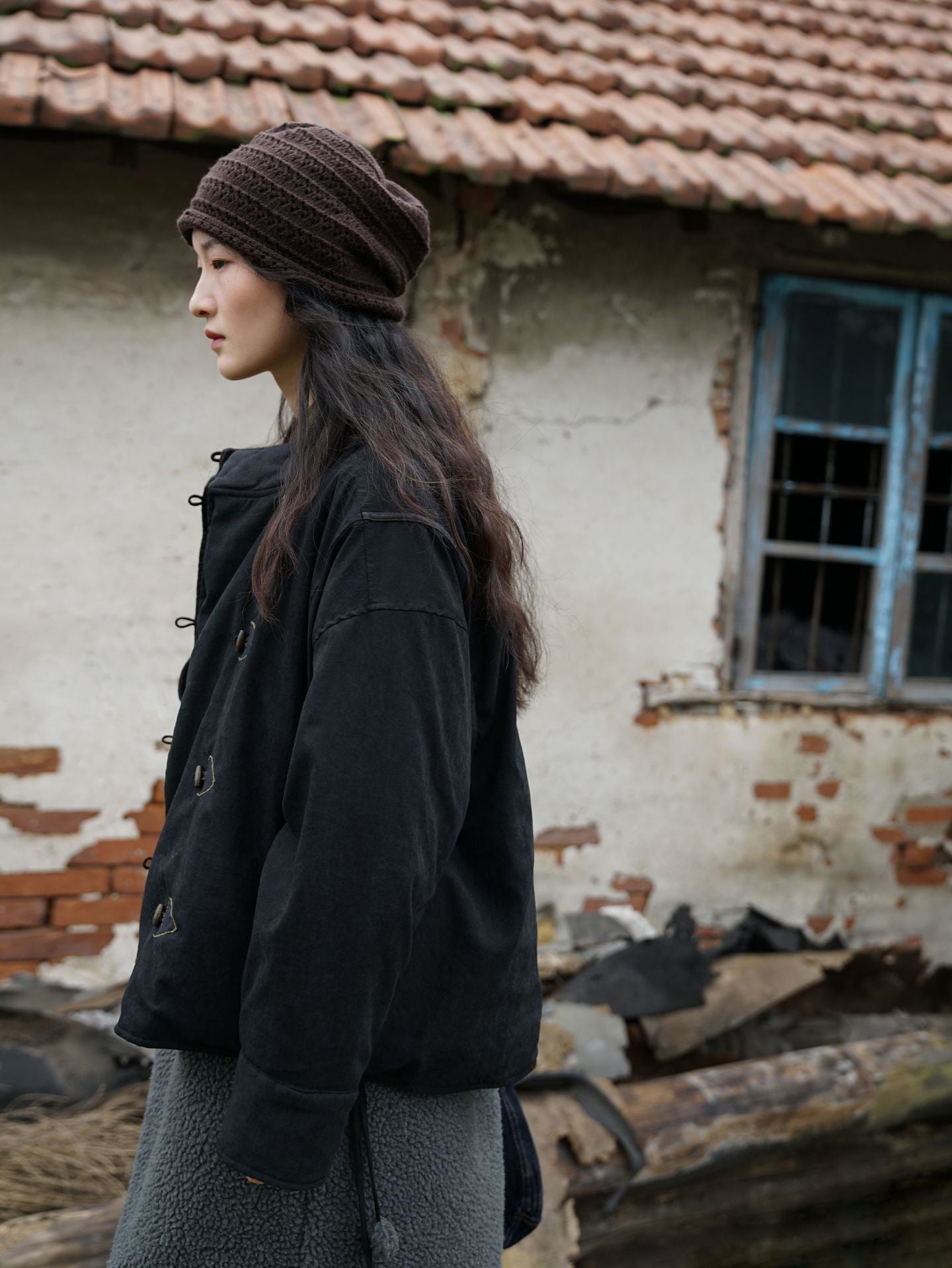 ２色展開◇軽量  暖か ドロップショルダー スタンドカラー 中綿ジャケット◇