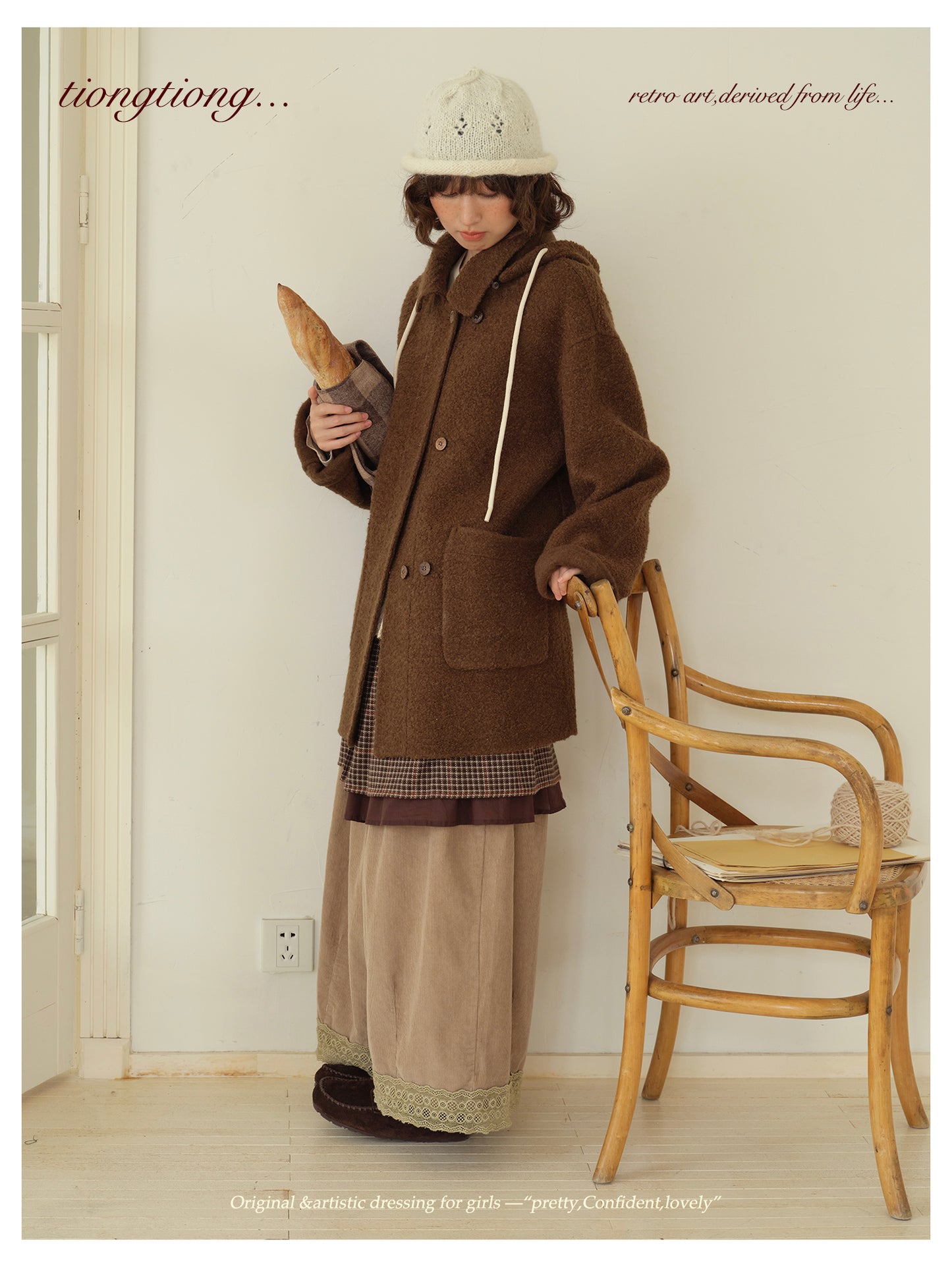 ２色展開◇ダブルフェイスウールで暖かドロップショルダーゆったり ショートコート◇