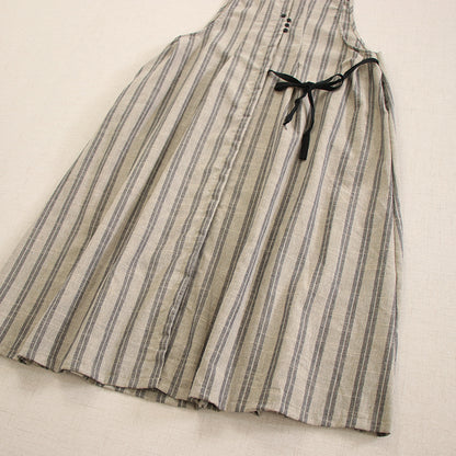 ◇重ね着用◇2色展開◇ストライプコットン ロングエプロン ワンピースドレス◇
