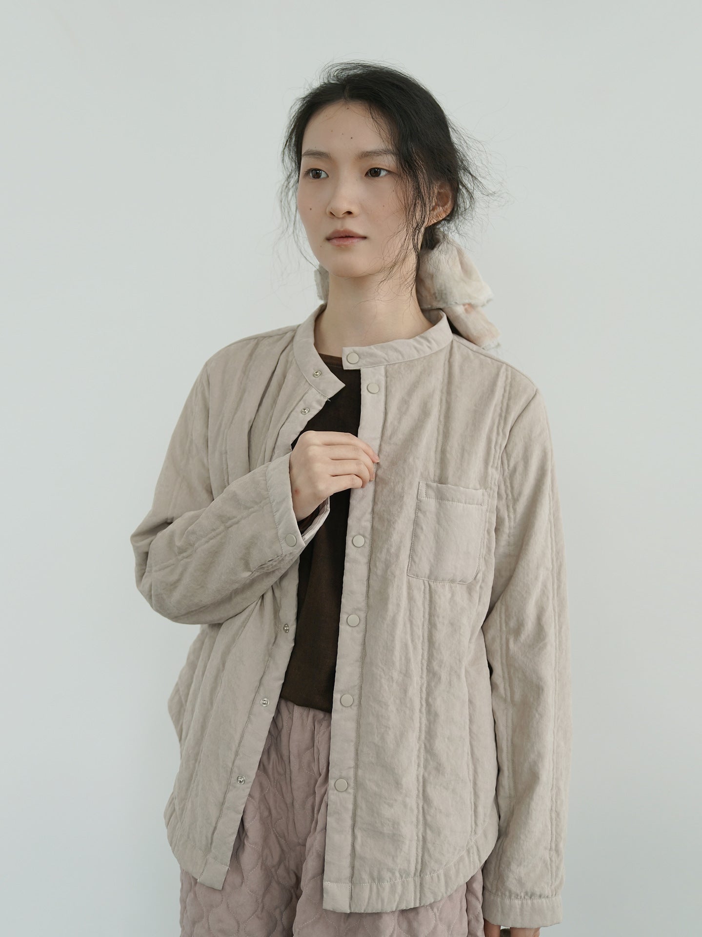 6色展開✩中綿バンドカラーシャツ✩