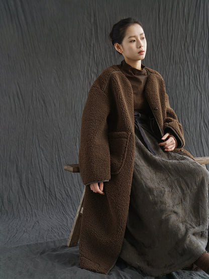 ２色展開◇ドロップショルダーゆったりシルエットボアコート◇