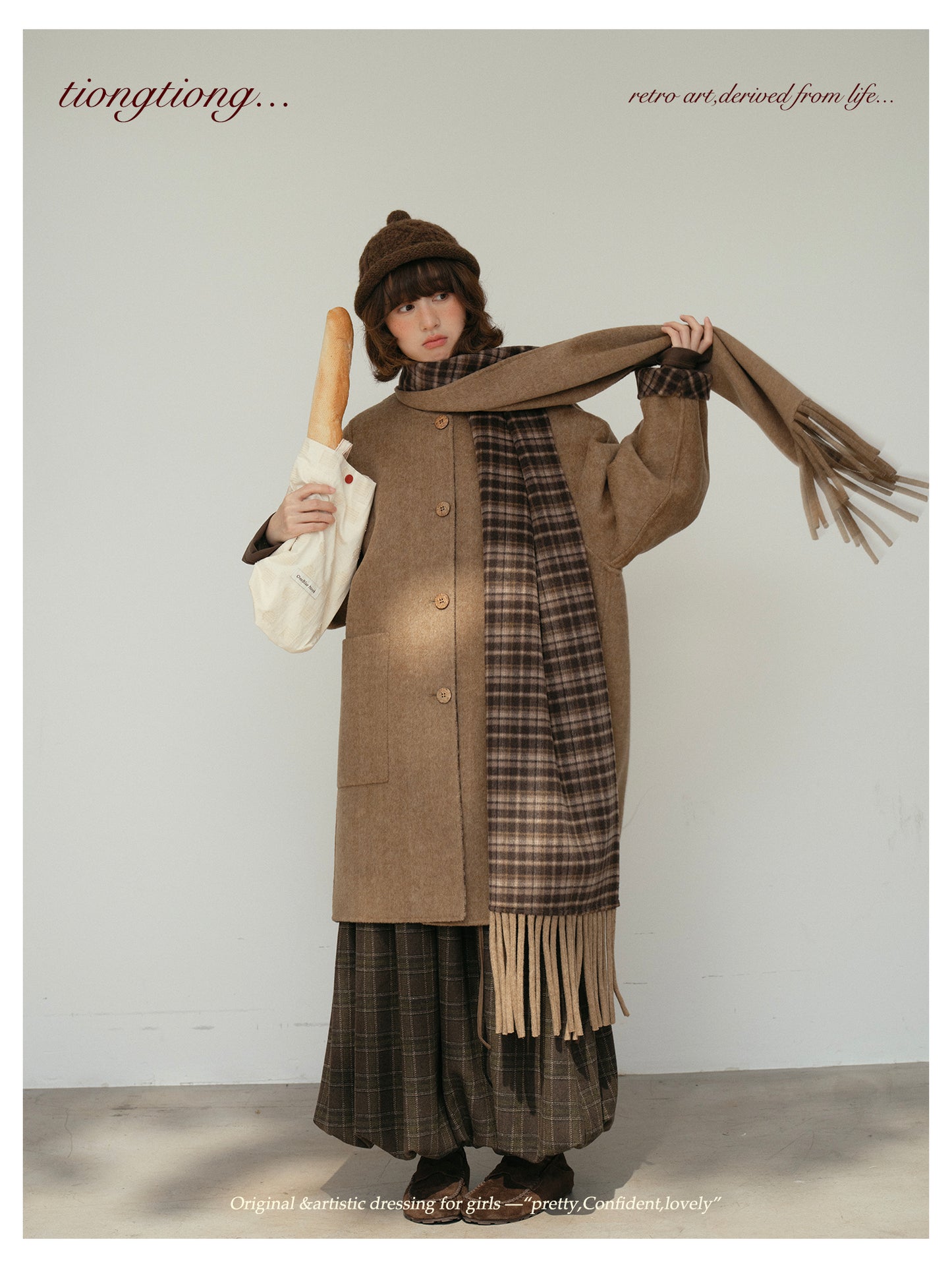 △リバーシブル ダブルフェイスウールで暖か ゆったり  ノーカラーコート△