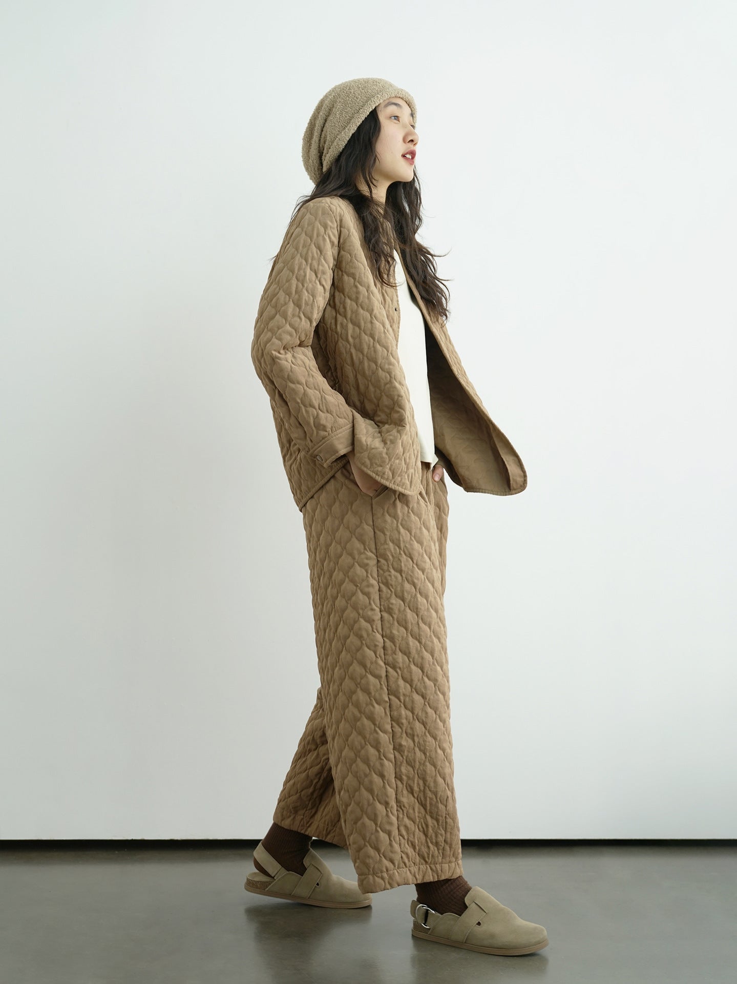 6色展開△中綿バンドカラーシャツ△